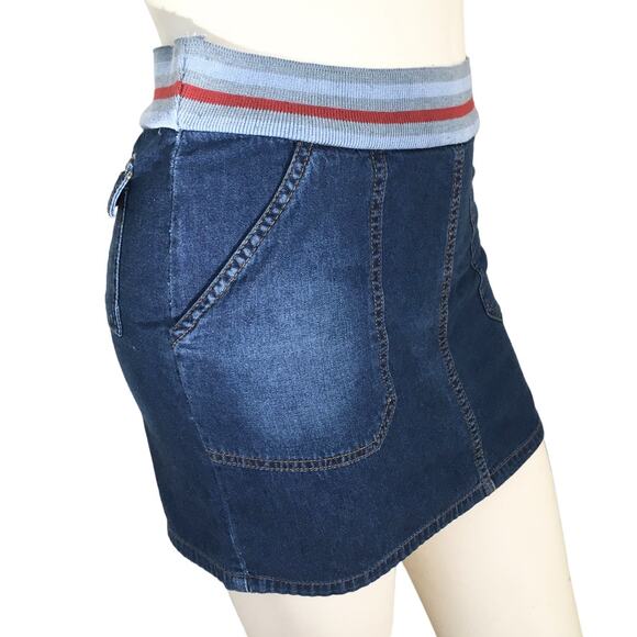 VTG Lightweight Denim Pull On Mini Skirt  Y2K  Utility pockets Fitted SZ 6 - Picture 9 of 9